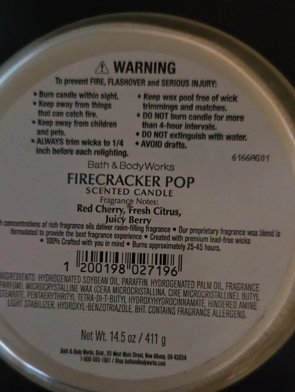 Bath & Body Works Firecracker Pop 3 Wick Candle NWT